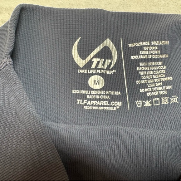 TLF High-Waist Slate Blue Bike Shorts - Picture 2 of 3